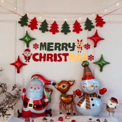 크리스마스풍선 파티프렌즈 크리스마스 풍선 세트 가랜드 홈파티 (앵두전구 포함), 기본세트B+루돌프+산타+눈사람
