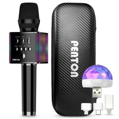 휴대용노래방마이크 펜톤 LED 무선 블루투스 노래방 마이크 + USB 미러볼, BM5