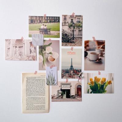 벽장식 월 데코 벽 장식 파리 감성 사진 8p + 빈티지 영어 종이 세트, 혼합색상