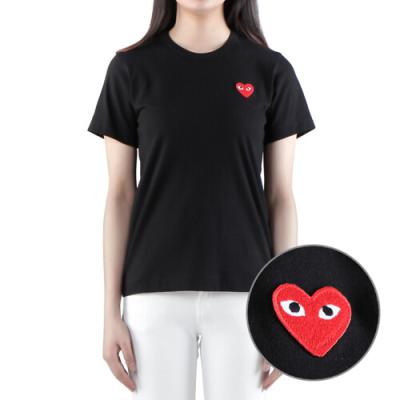 꼼데가르송 [꼼데가르송] (P1T107 BLACK) 여성 레드하트 반팔 티셔츠 23SS