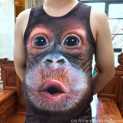 명품남성복 라오농 호피나시3D입체동물반팔원숭이고릴라샤남성민소매티셔츠조끼 +0305LL